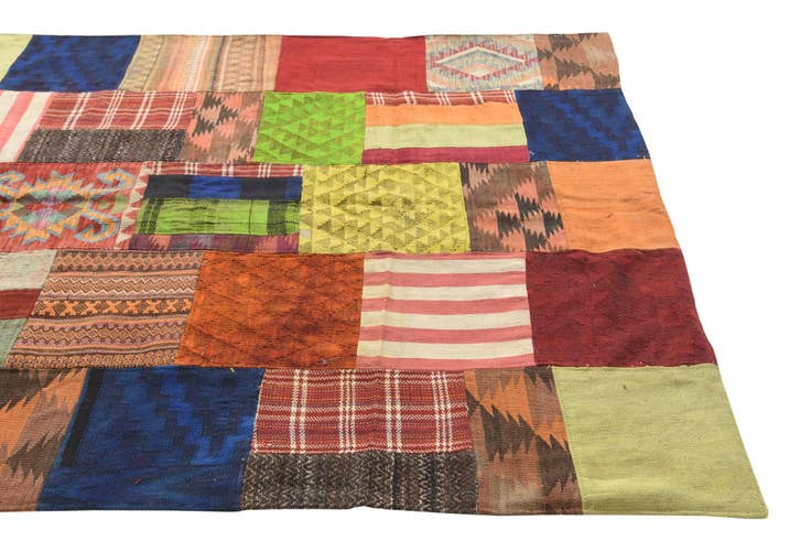 Detail image of 5' 9 x 7' 8 Hand Woven Kilim Patchwork Wool Rug