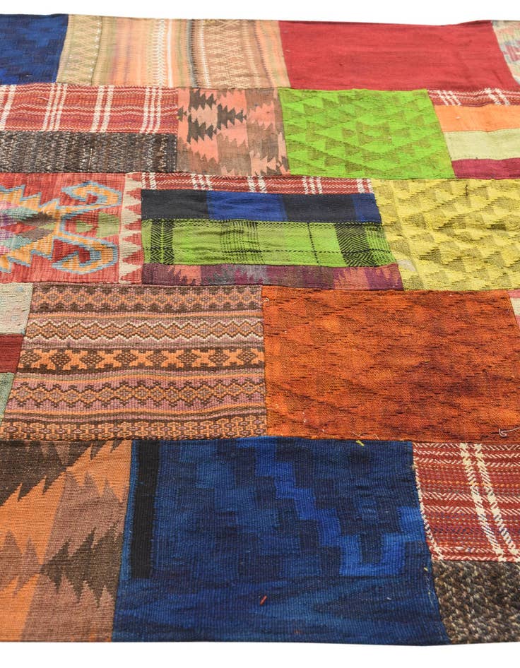 Detail image of 5' 9 x 7' 8  Hand Woven Kilim Patchwork Wool Rug