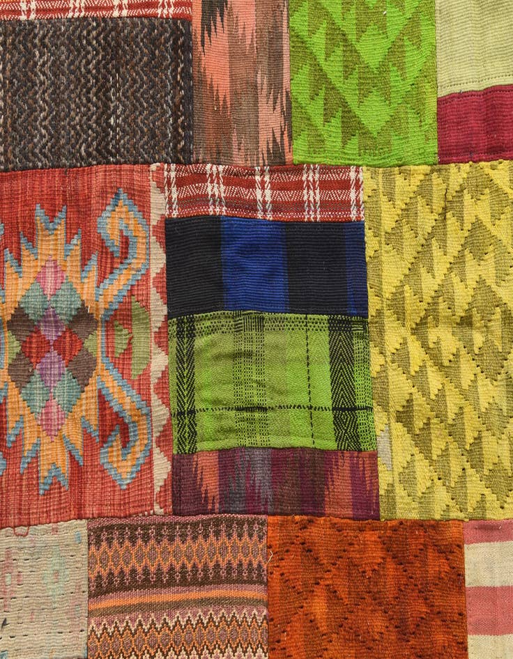 Detail image of 5' 9 x 7' 8 Hand Woven Kilim Patchwork Wool Rug