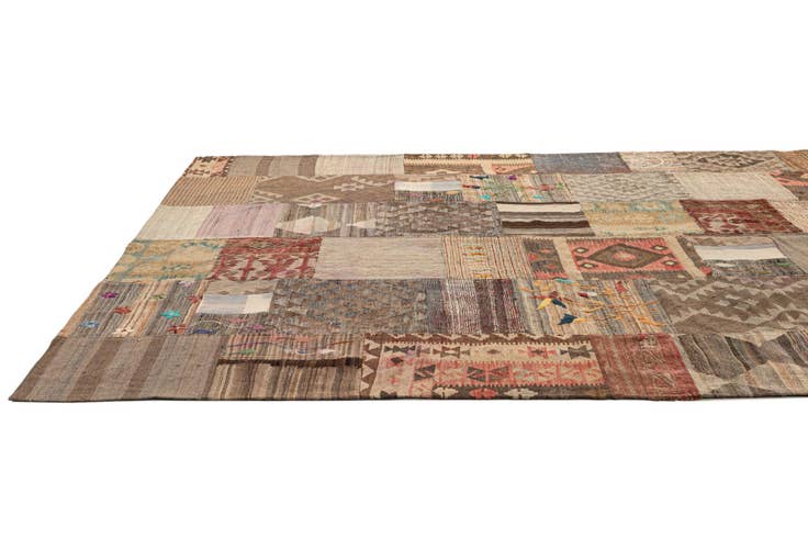 Detail image of 7' 2 x 10' Hand Woven Kilim Patchwork Wool Rug