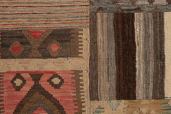 7' 2 x 10' Hand Woven Kilim Patchwork Wool Rug