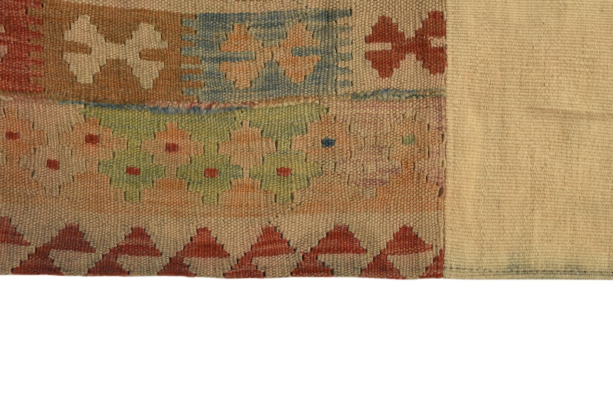 7' 1 x 9' 10 Hand Woven Kilim Patchwork Wool Rug