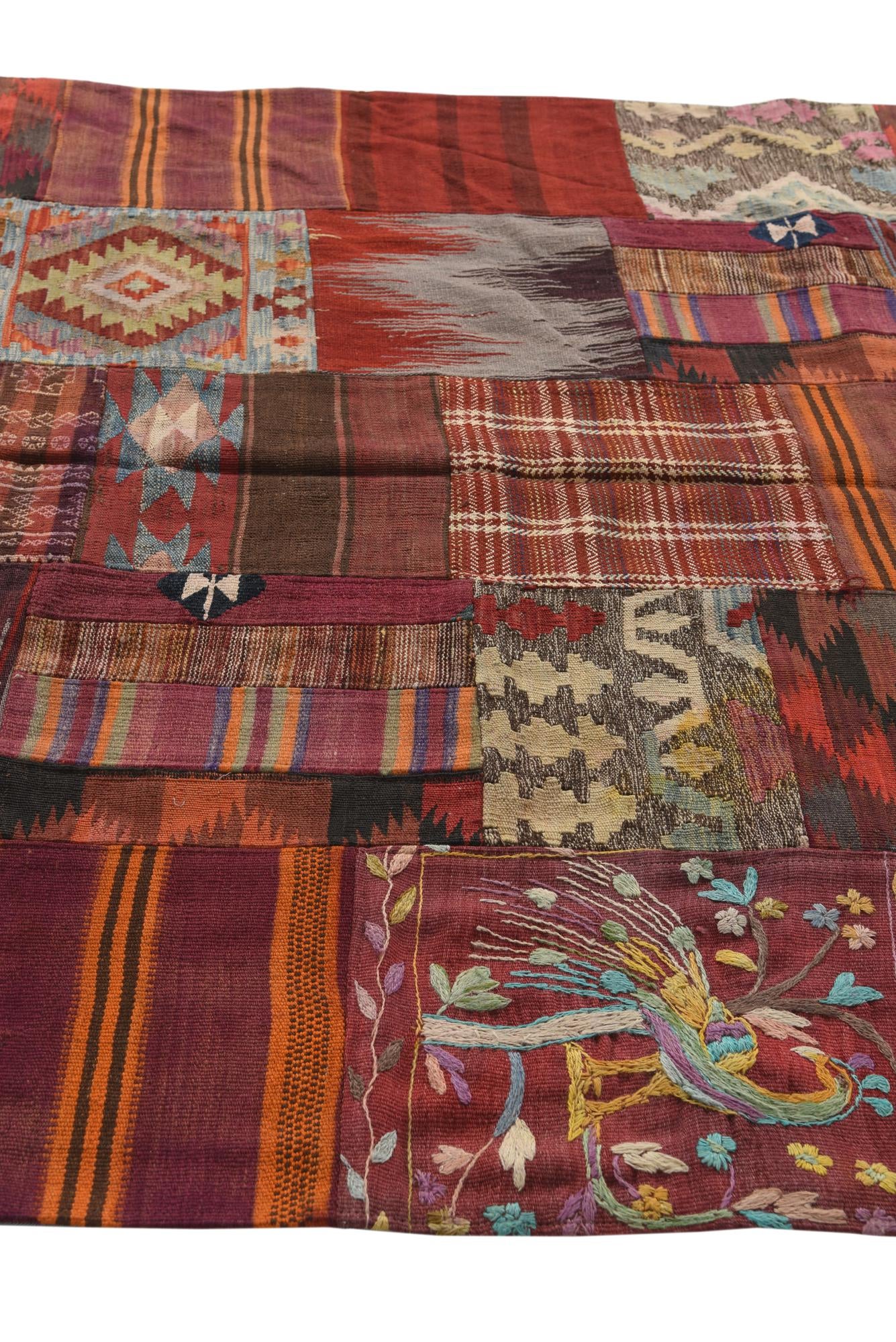 5' 6 x 8' Hand Woven Kilim Patchwork Wool Rug