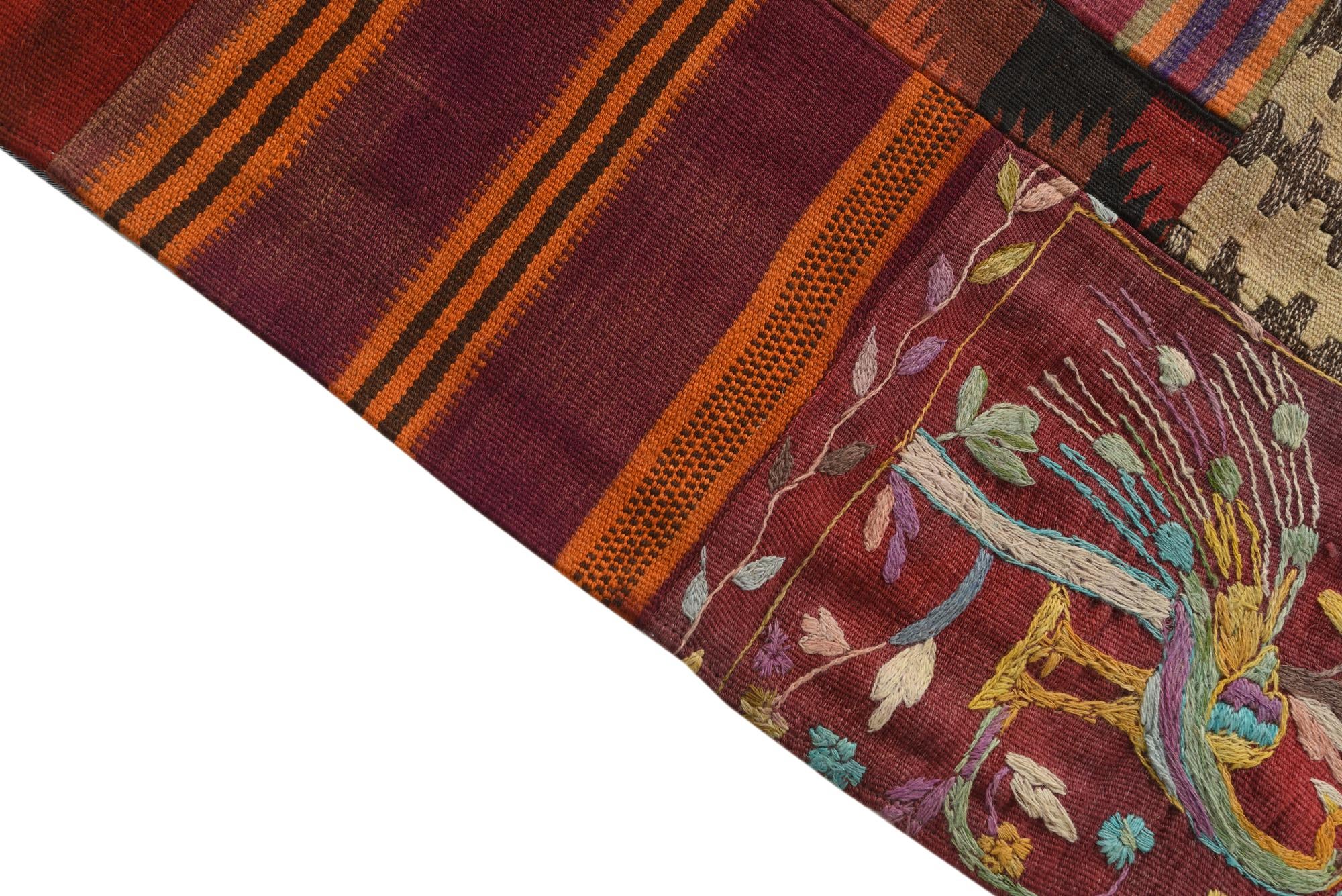 5' 6 x 8' Hand Woven Kilim Patchwork Wool Rug