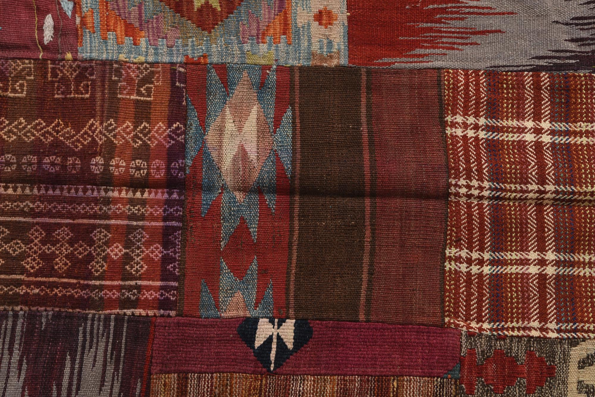 5' 6 x 8' Hand Woven Kilim Patchwork Wool Rug