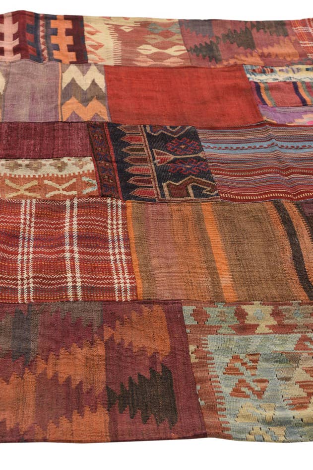 Detail image of 5' 5 x 8' Hand Woven Kilim Patchwork Wool Rug
