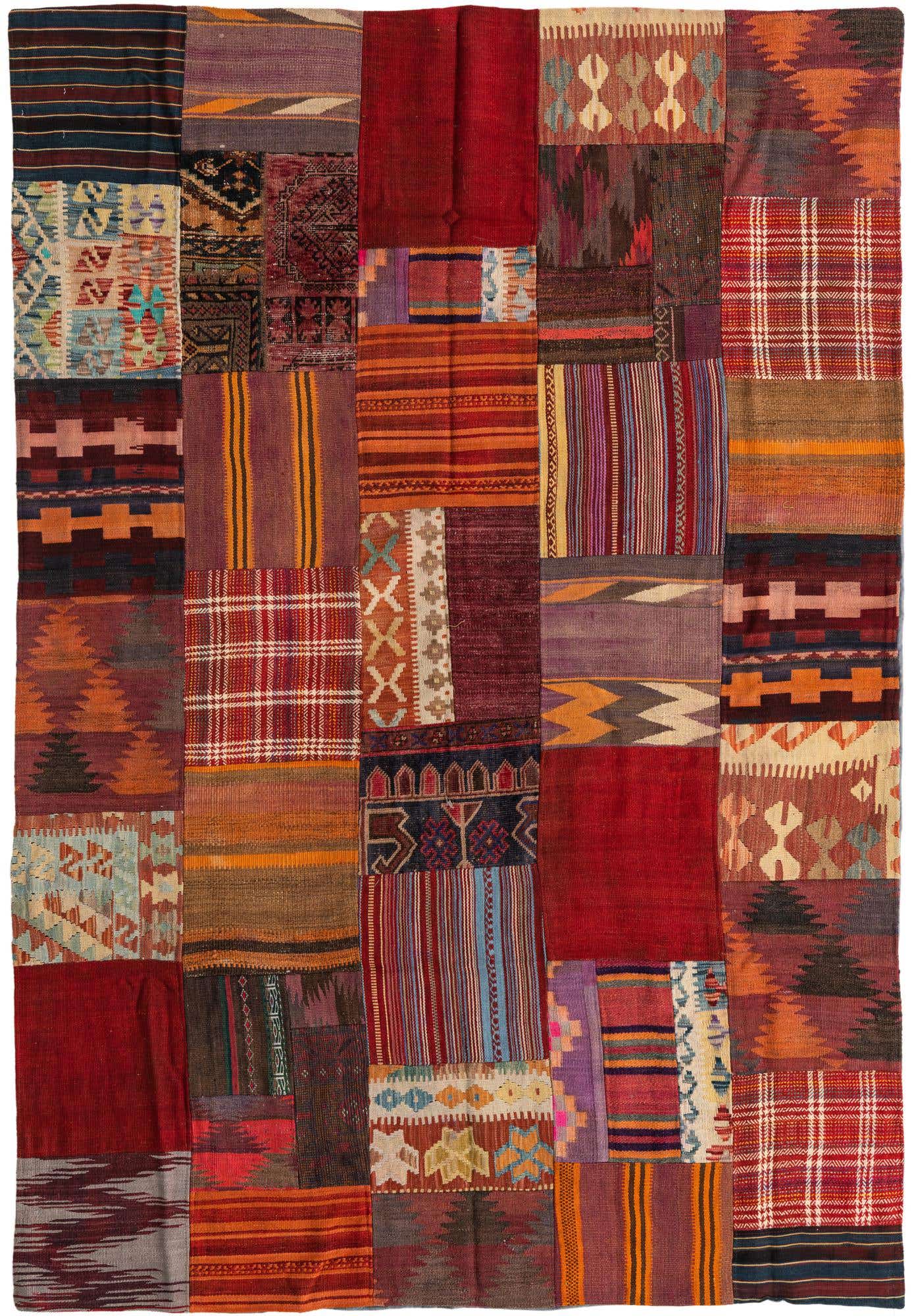 5' 5 x 8' Hand Woven Kilim Patchwork Wool Rug