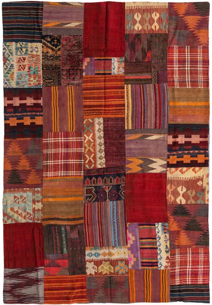 5' 5 x 8' Hand Woven Kilim Patchwork Wool Rug