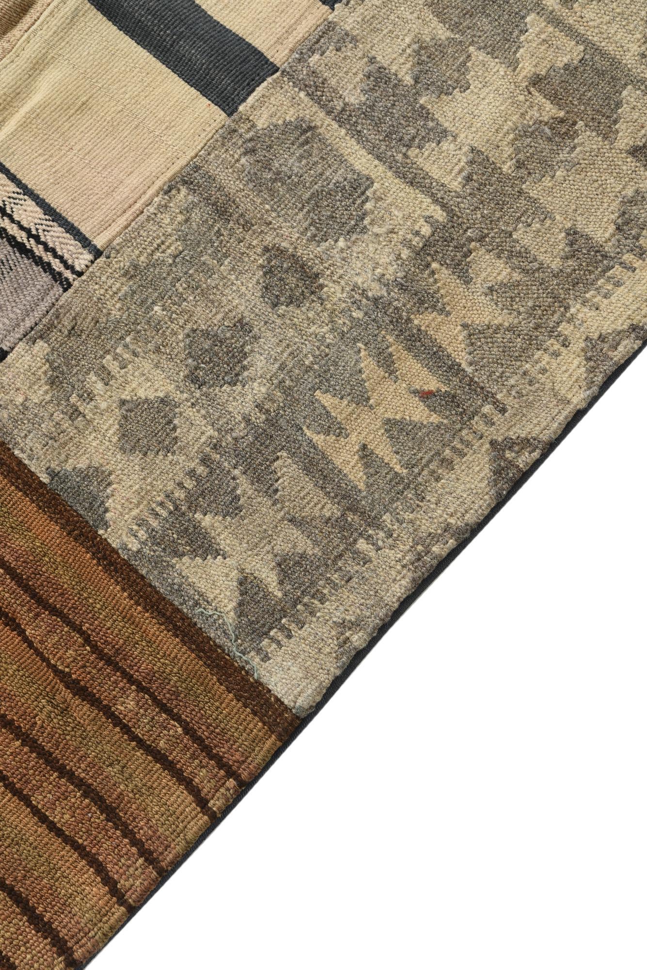6' 6 x 9' 8 Hand Woven Kilim Patchwork Wool Rug