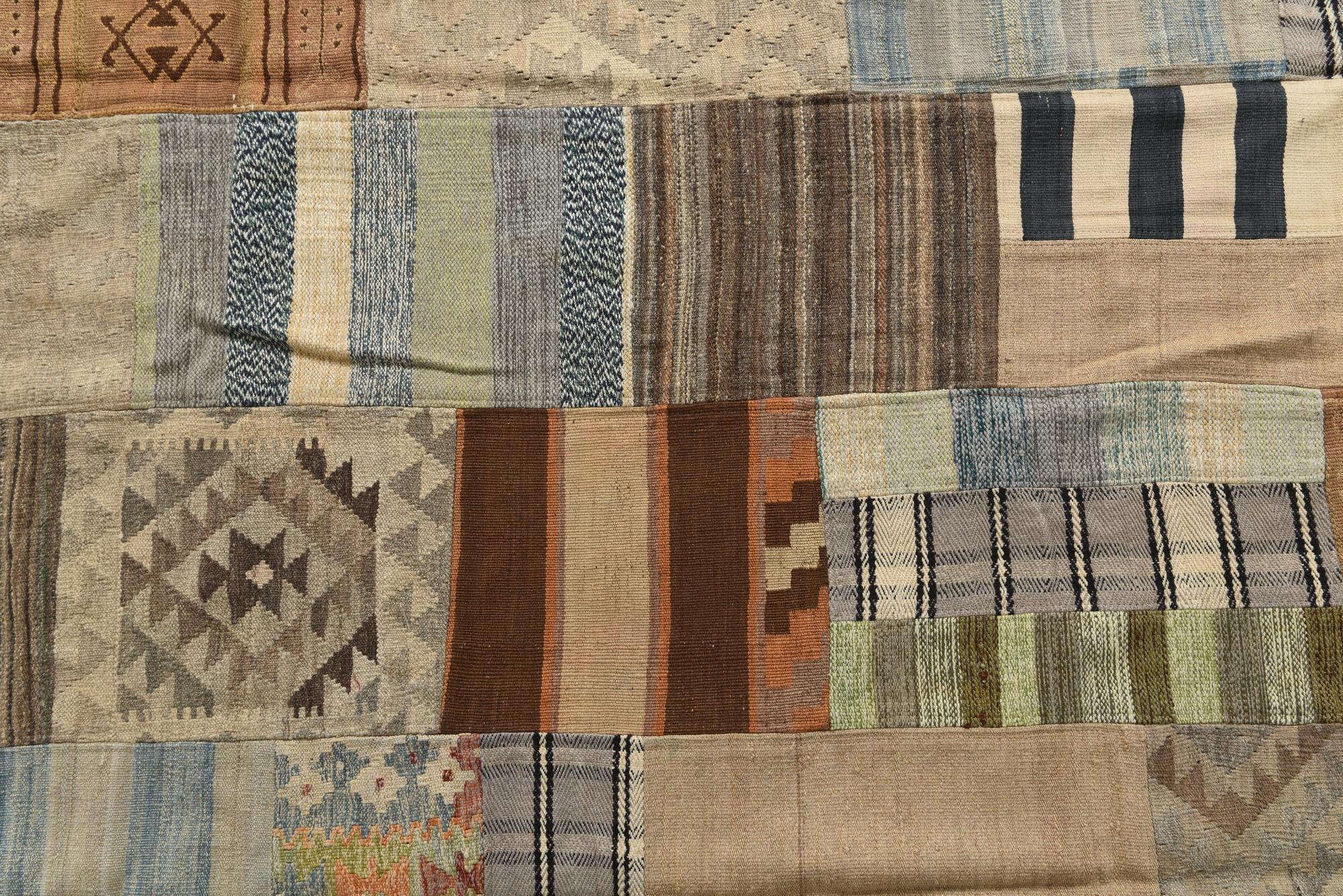 6' 6 x 9' 8 Hand Woven Kilim Patchwork Wool Rug