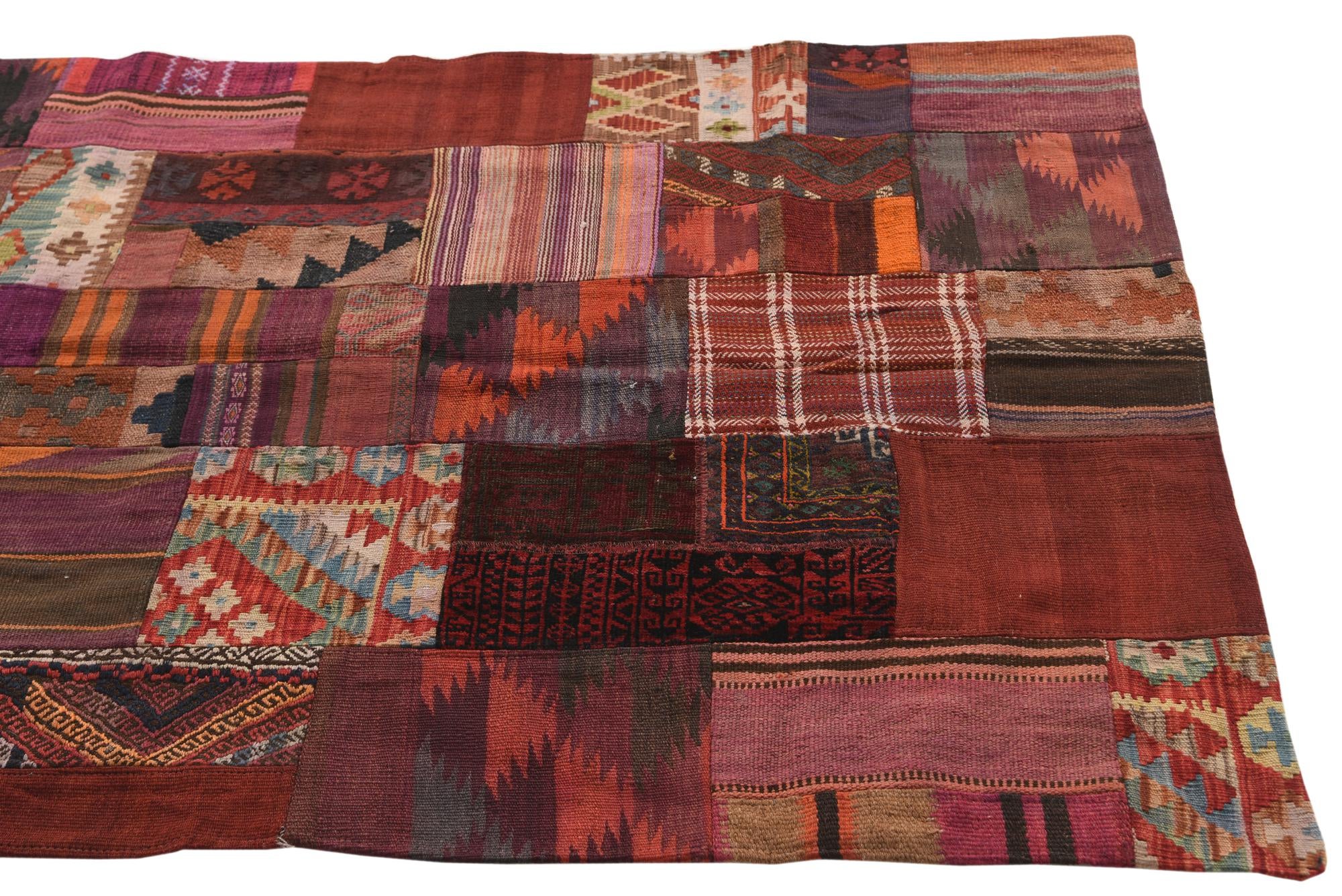 4' 1 x 6' Hand Woven Kilim Patchwork Wool Rug
