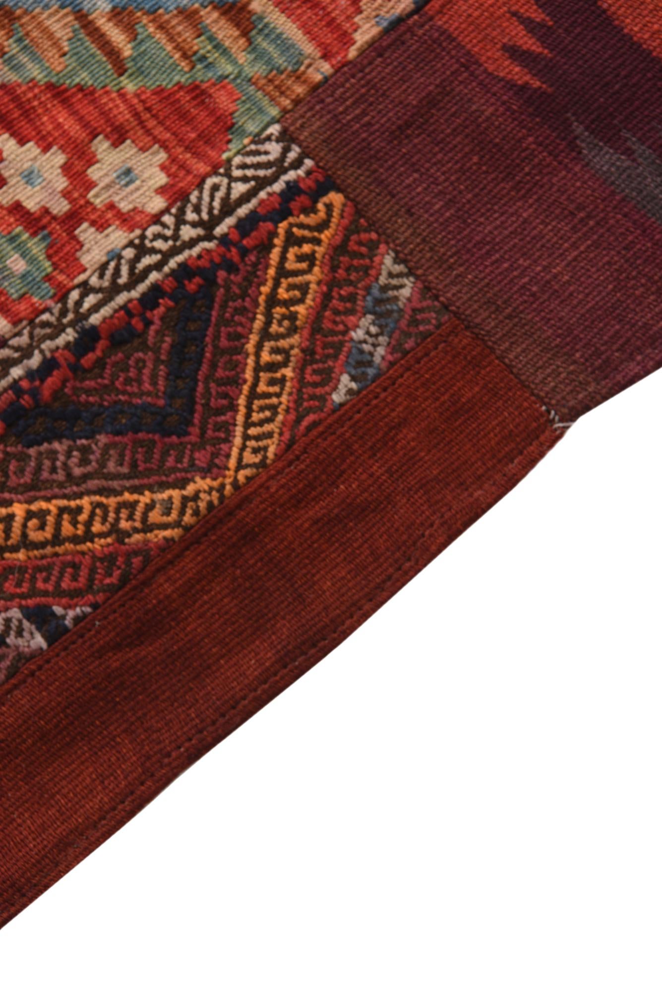 4' 1 x 6' Hand Woven Kilim Patchwork Wool Rug