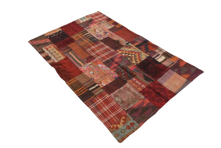 3' 10 x 6' Hand Woven Kilim Patchwork Wool Rug