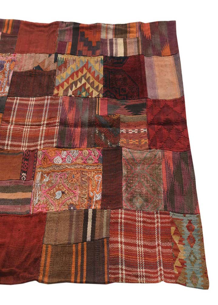 3' 10 x 6' Hand Woven Kilim Patchwork Wool Rug