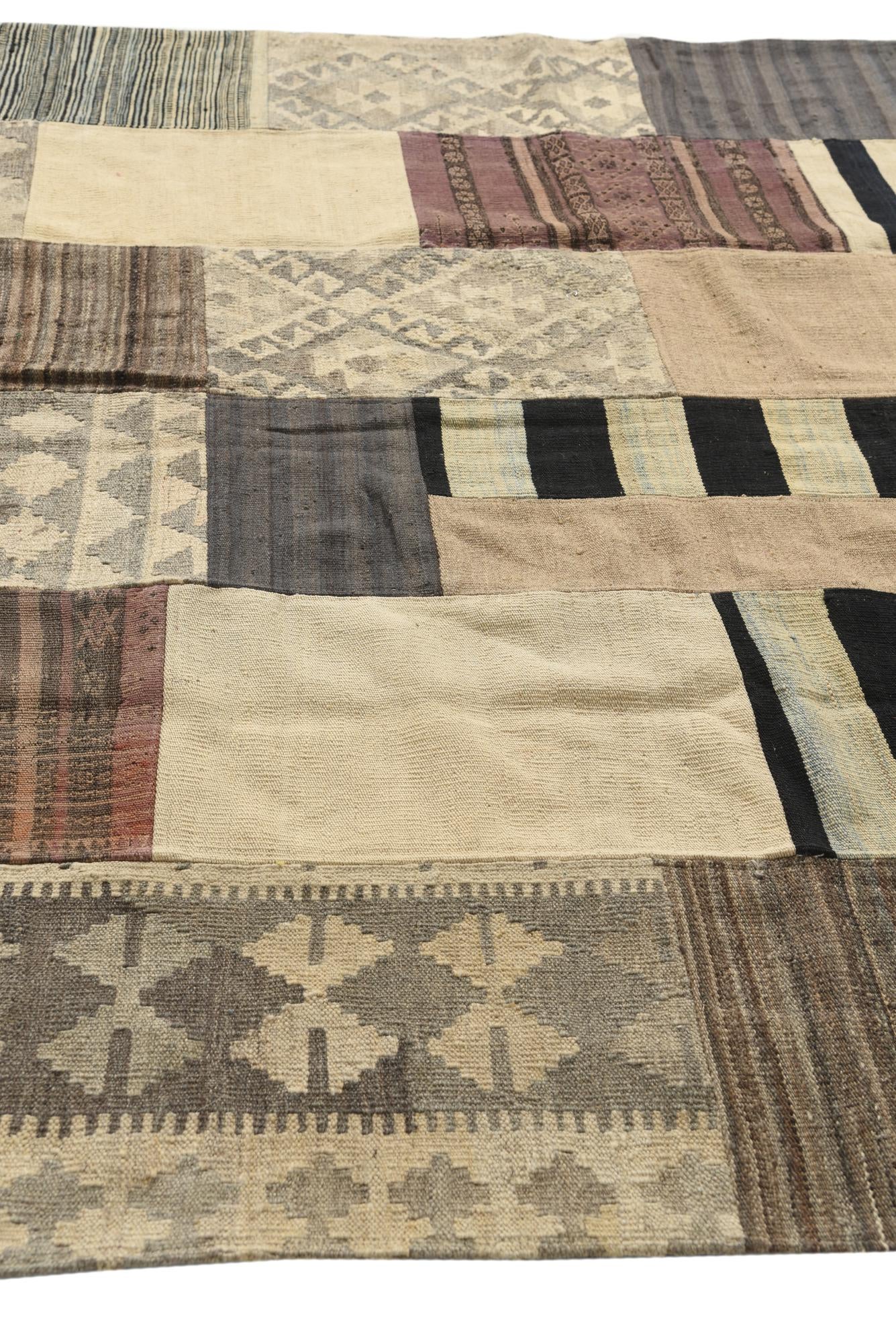 6' 9 x 9' 9 Hand Woven Kilim Patchwork Wool Rug
