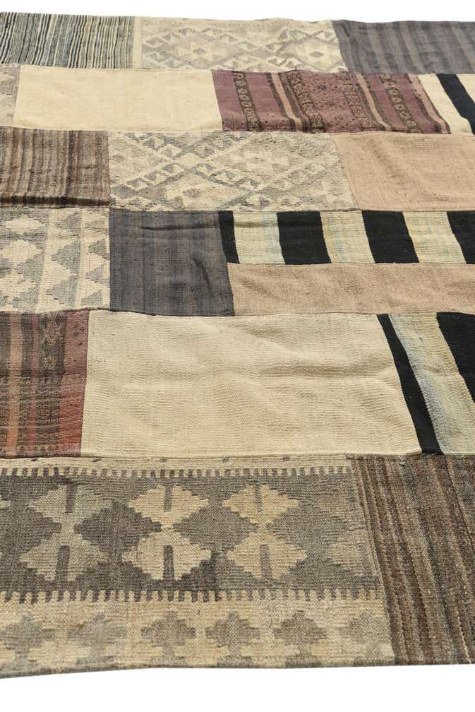 6' 9 x 9' 9 Hand Woven Kilim Patchwork Wool Rug