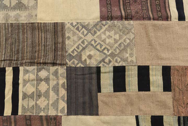 6' 9 x 9' 9 Hand Woven Kilim Patchwork Wool Rug