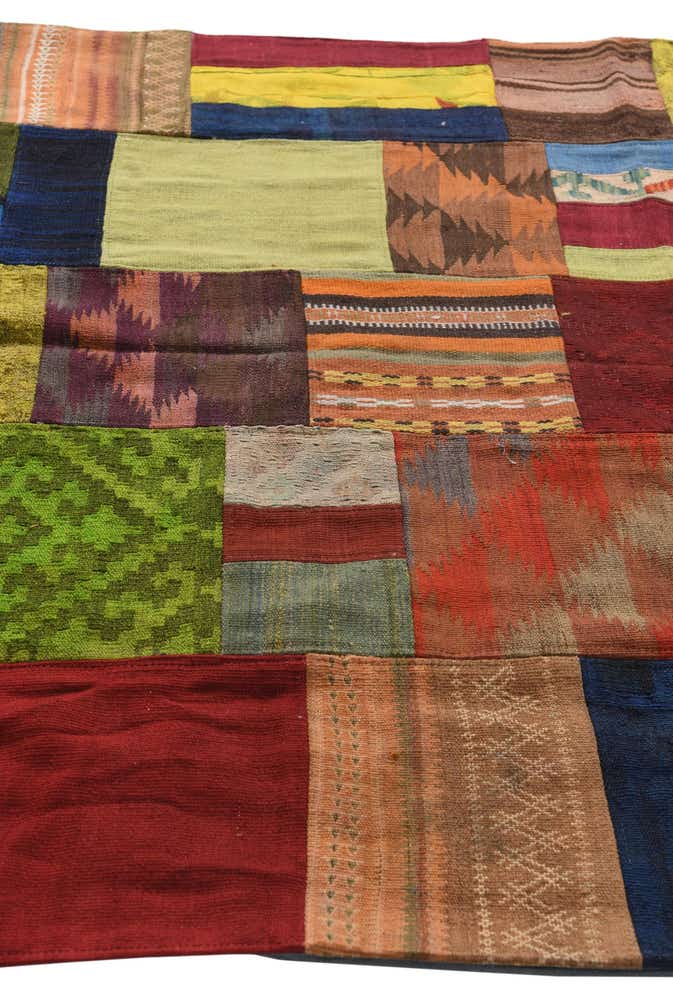 5' 3 x 7' 7 Hand Woven Kilim Patchwork Wool Rug