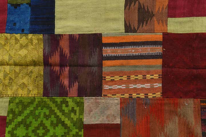 5' 3 x 7' 7 Hand Woven Kilim Patchwork Wool Rug