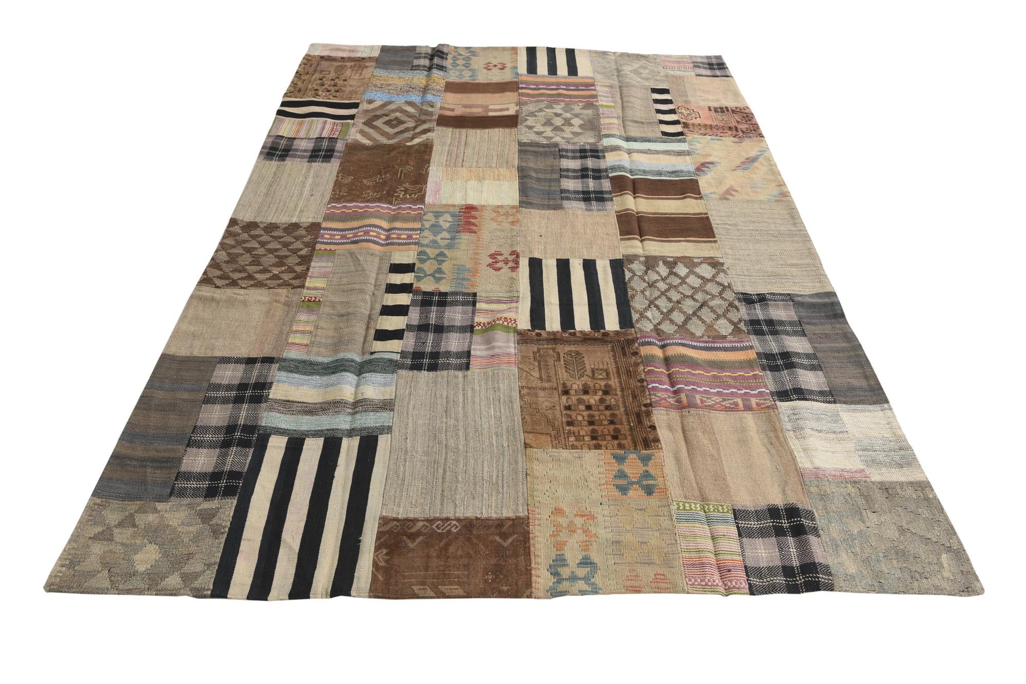 6' 5 x 10' Hand Woven Kilim Patchwork Wool Rug