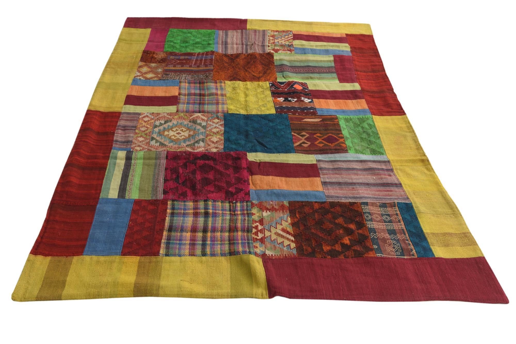 5' 9 x 8' 2 Hand Woven Kilim Patchwork Wool Rug