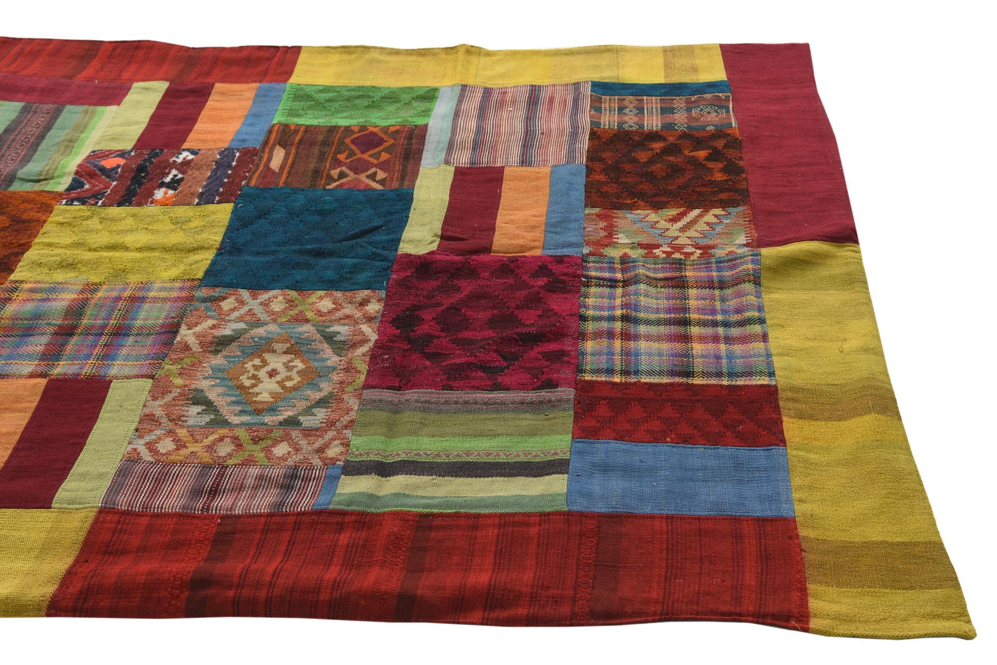5' 9 x 8' 2 Hand Woven Kilim Patchwork Wool Rug