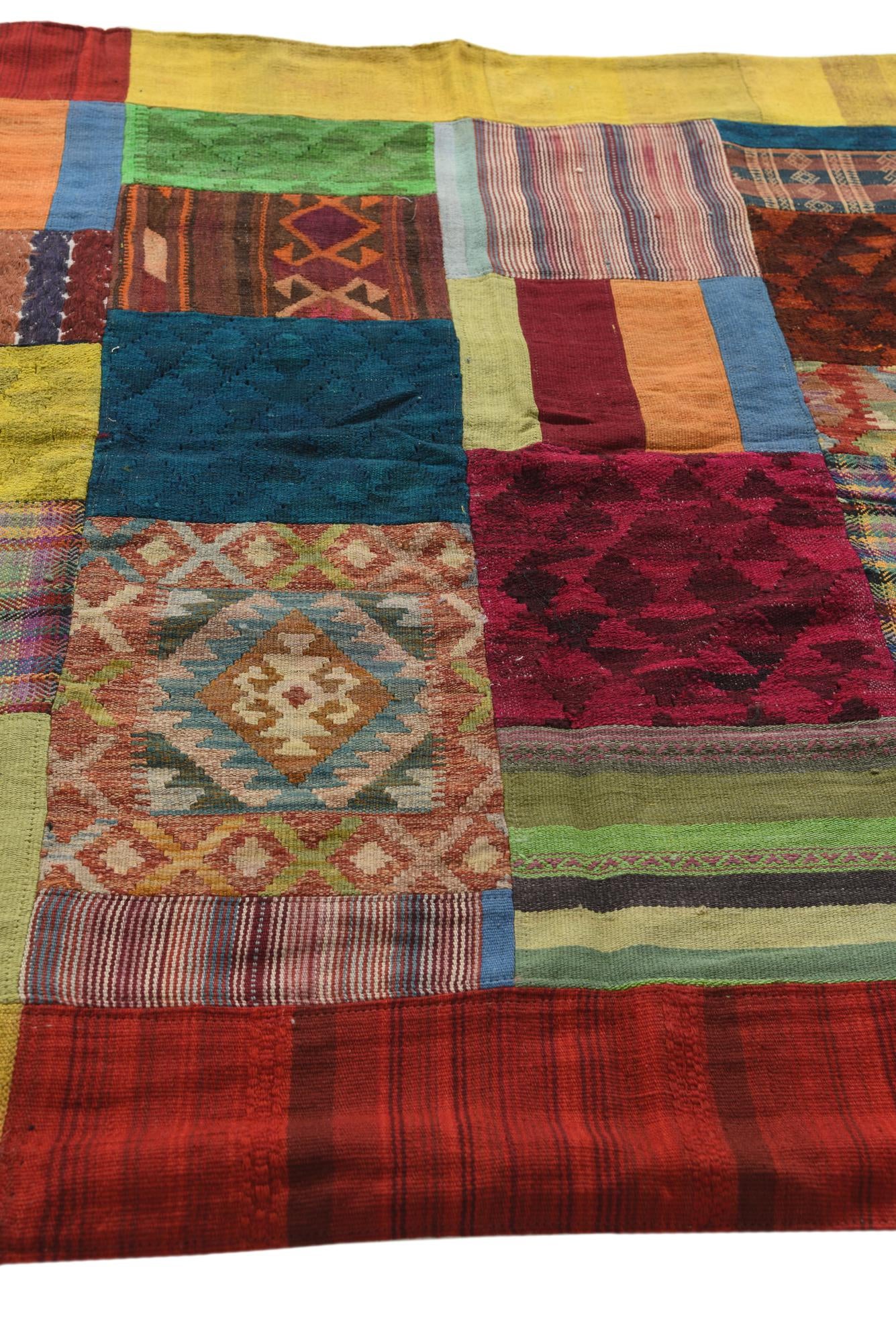 5' 9 x 8' 2 Hand Woven Kilim Patchwork Wool Rug