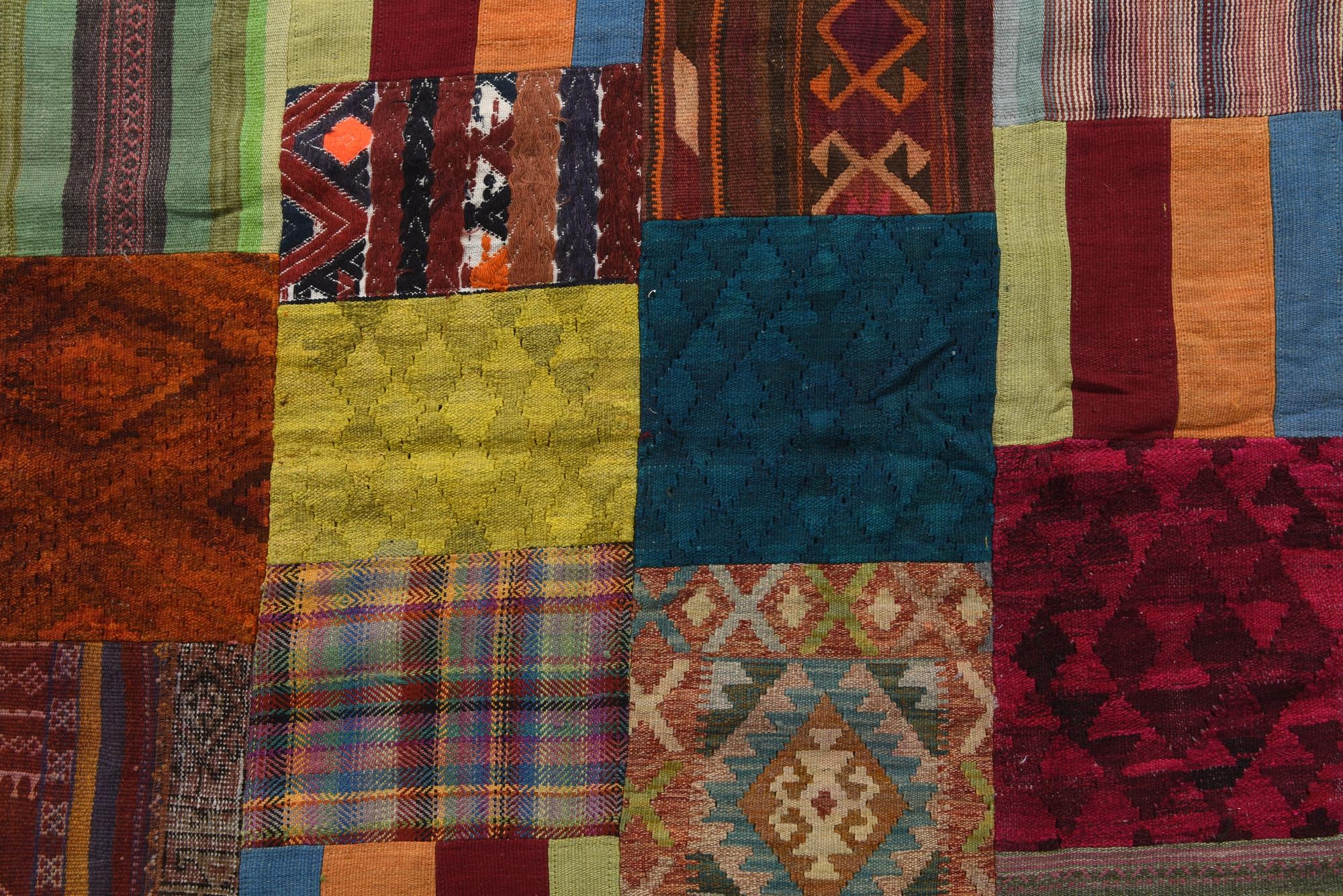5' 9 x 8' 2 Hand Woven Kilim Patchwork Wool Rug