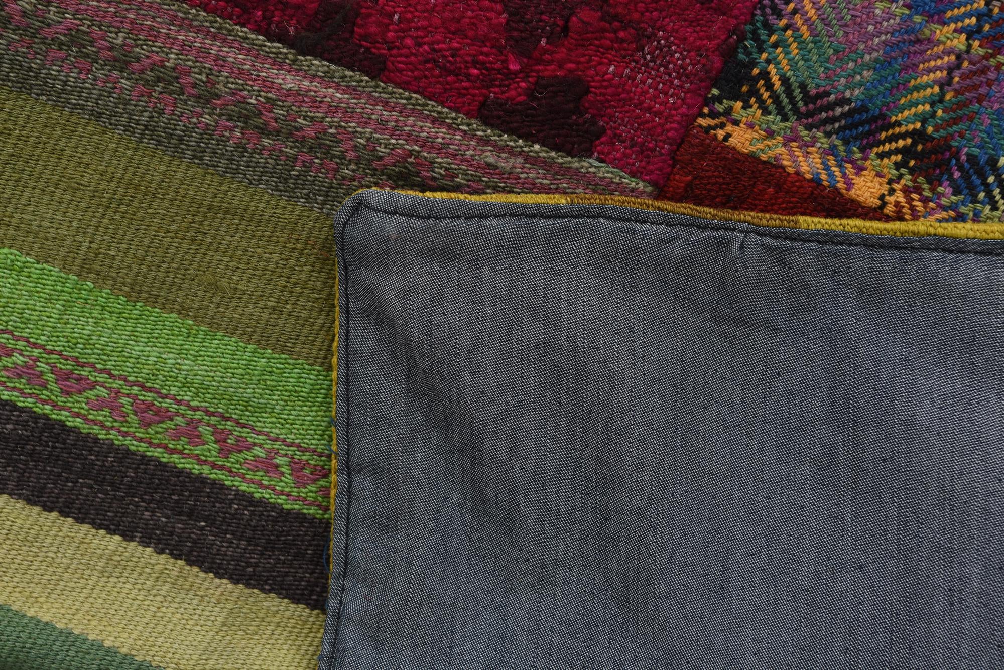 5' 9 x 8' 2 Hand Woven Kilim Patchwork Wool Rug