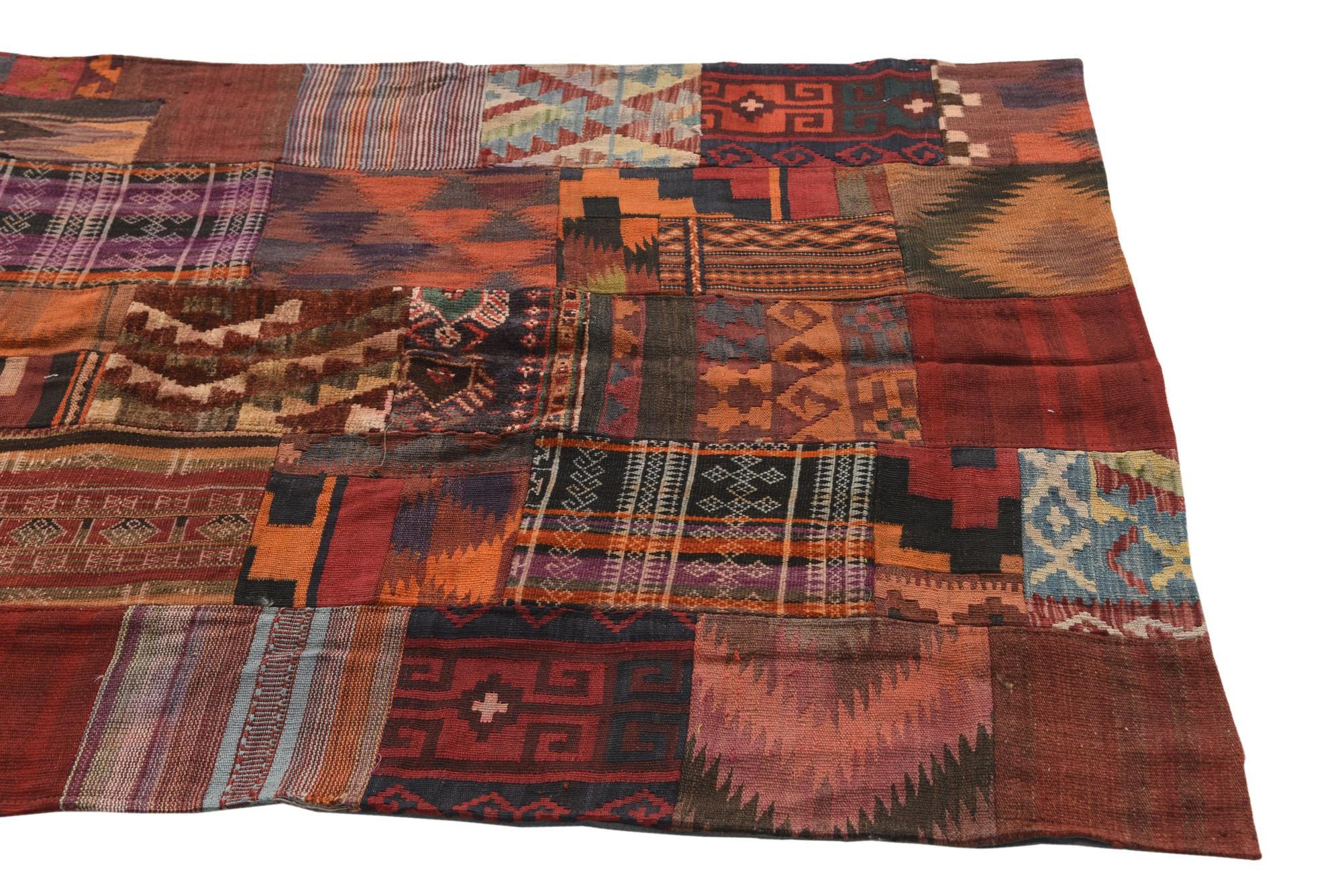 4' x 5' 10 Hand Woven Kilim Patchwork Wool Rug