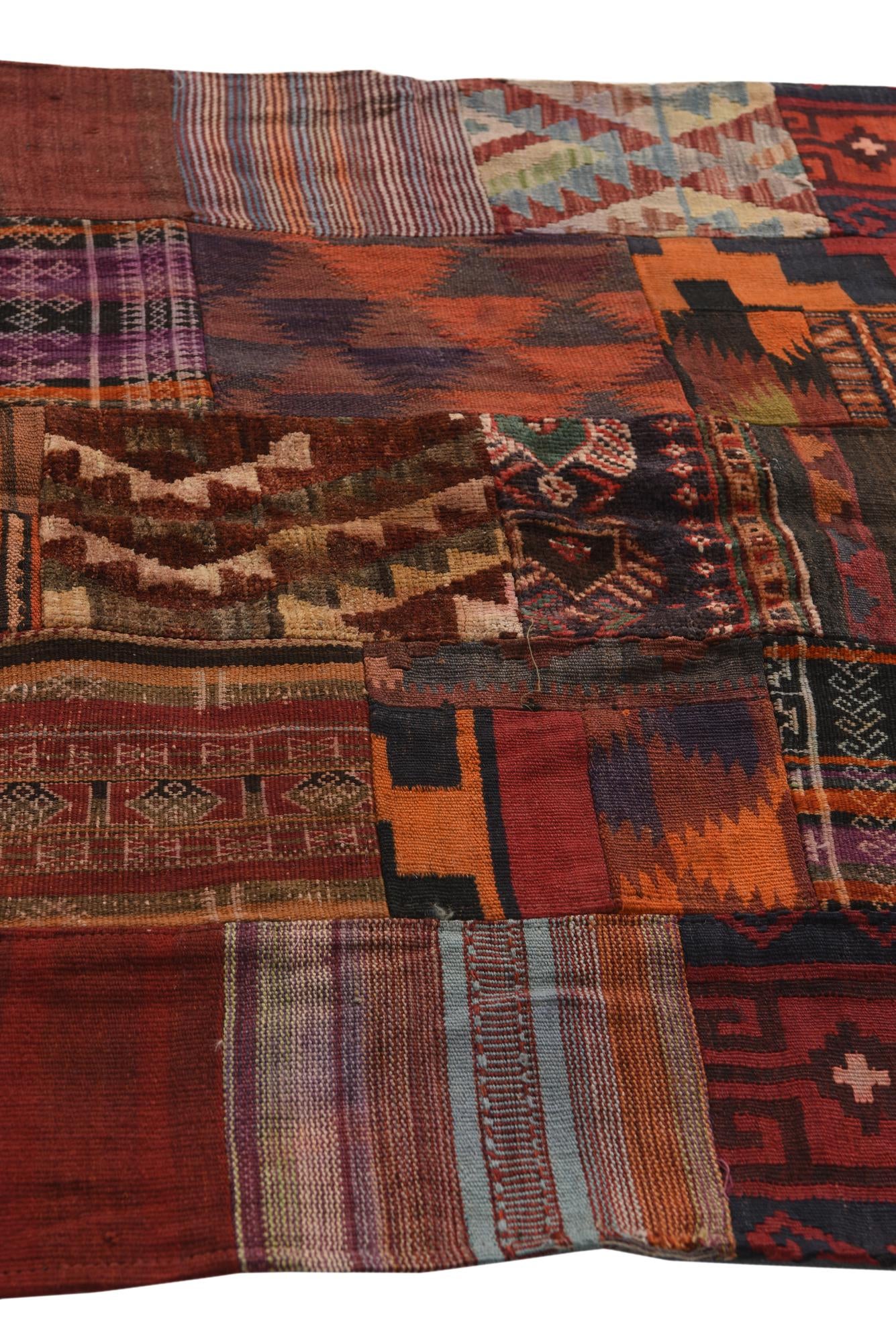 4' x 5' 10 Hand Woven Kilim Patchwork Wool Rug