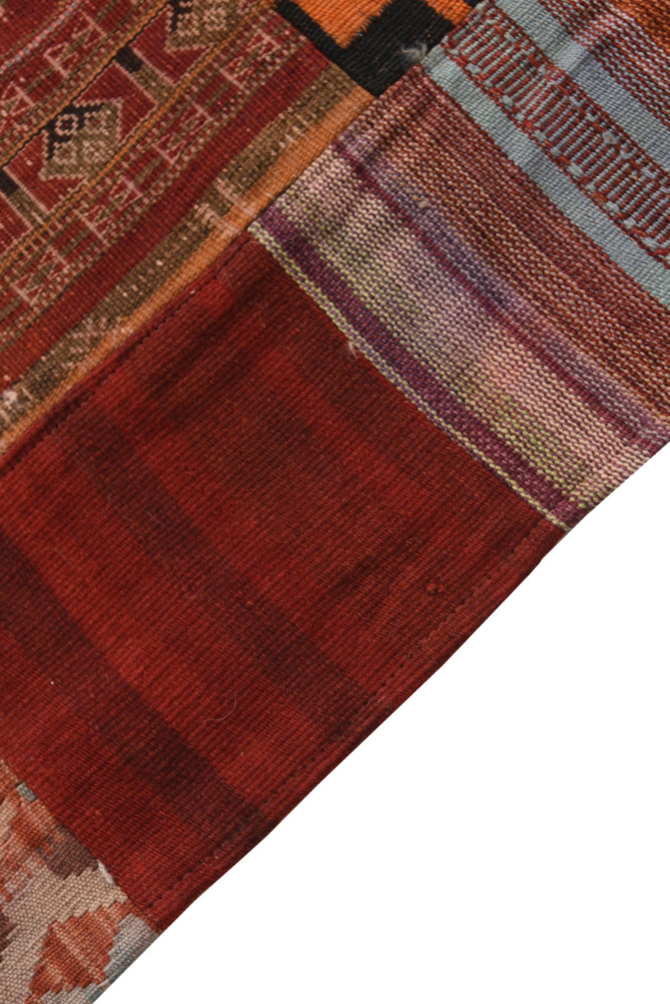4' x 5' 10 Hand Woven Kilim Patchwork Wool Rug