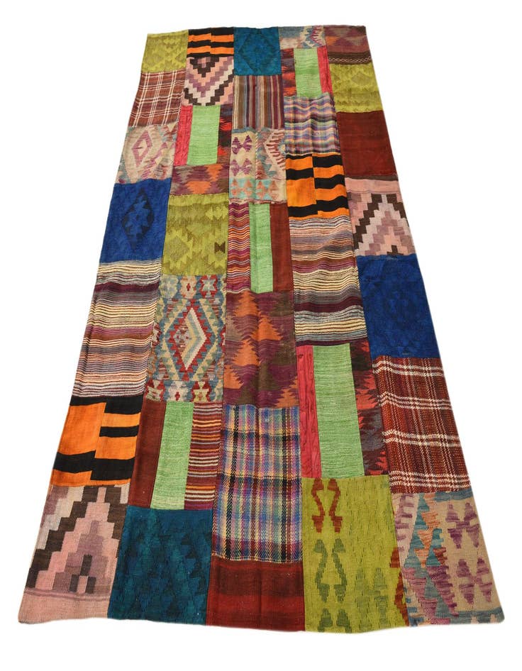 Detail image of 5' 5 x 7' 10  Hand Woven Kilim Patchwork Wool Rug