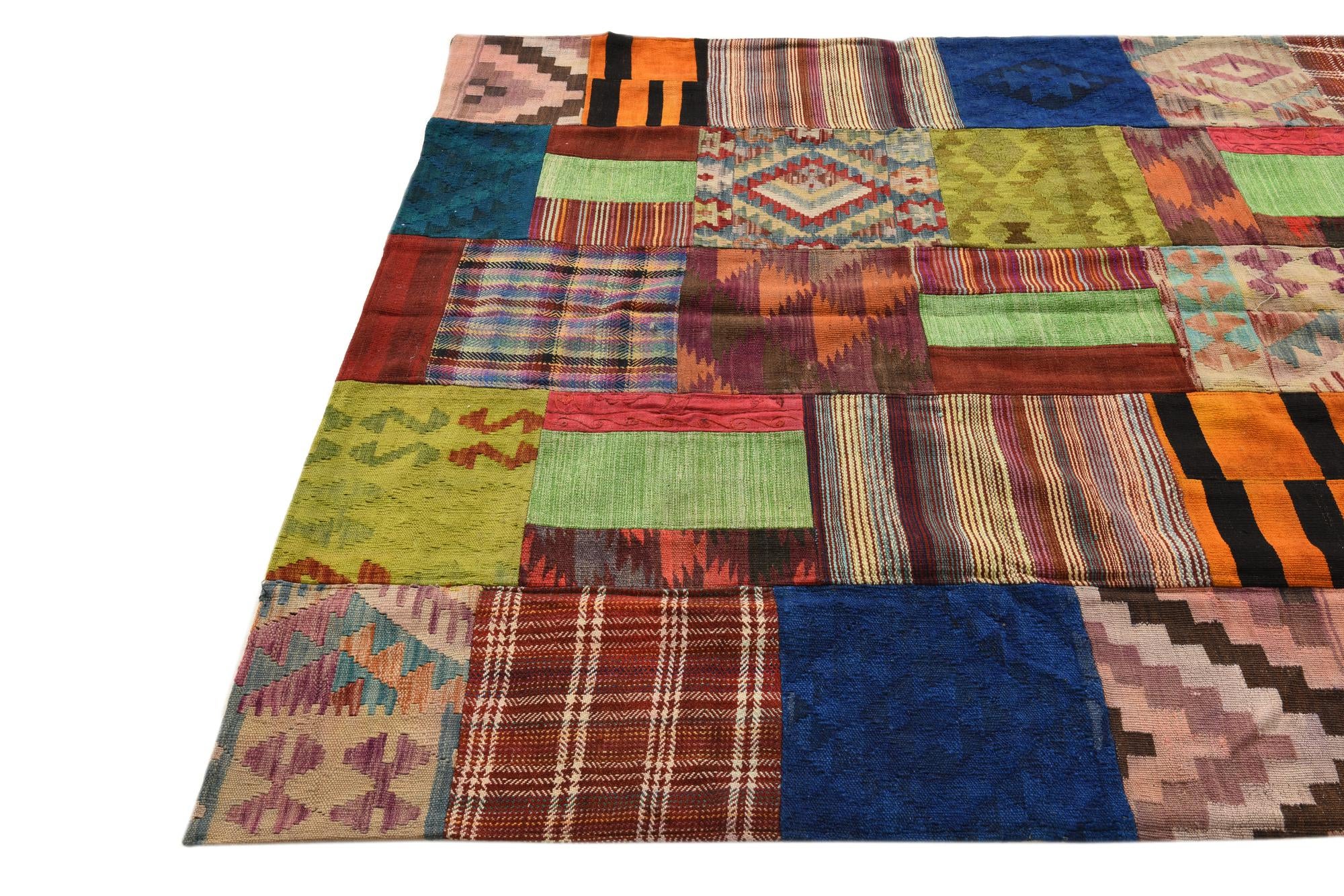 5' 5 x 7' 10 Hand Woven Kilim Patchwork Wool Rug