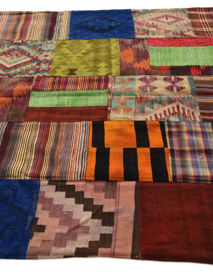 Detail image of 5' 5 x 7' 10  Hand Woven Kilim Patchwork Wool Rug