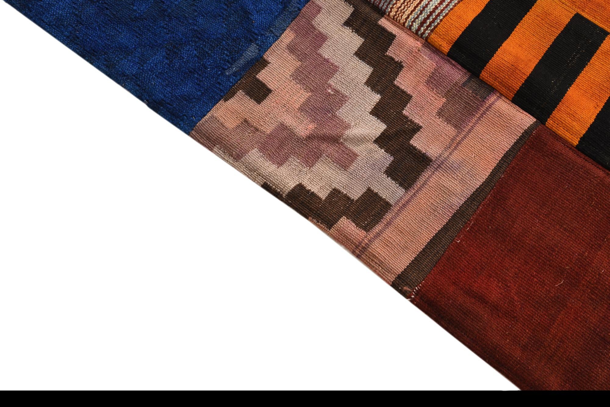 5' 5 x 7' 10 Hand Woven Kilim Patchwork Wool Rug