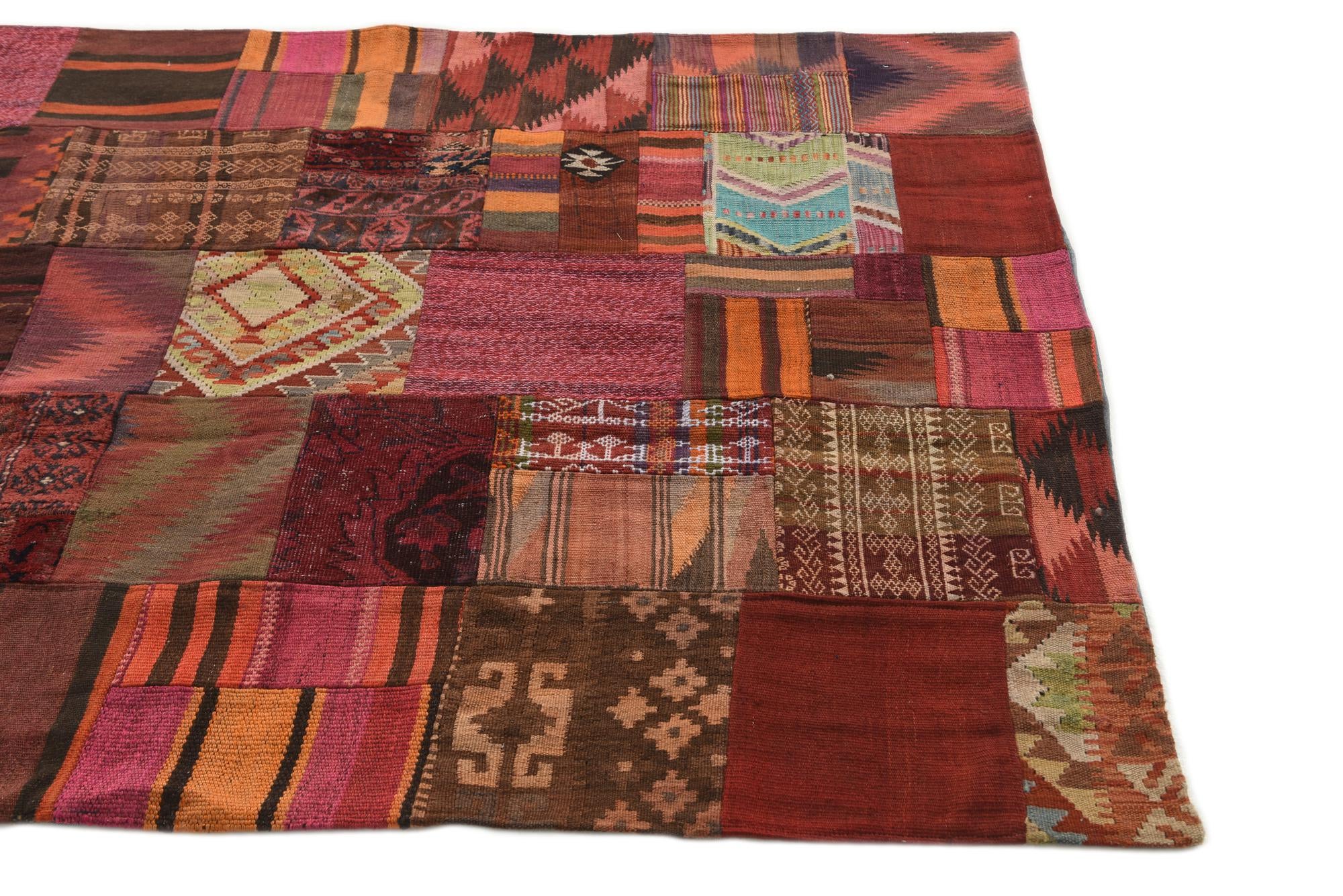 4' 10 x 6' 6 Hand Woven Kilim Patchwork Wool Rug