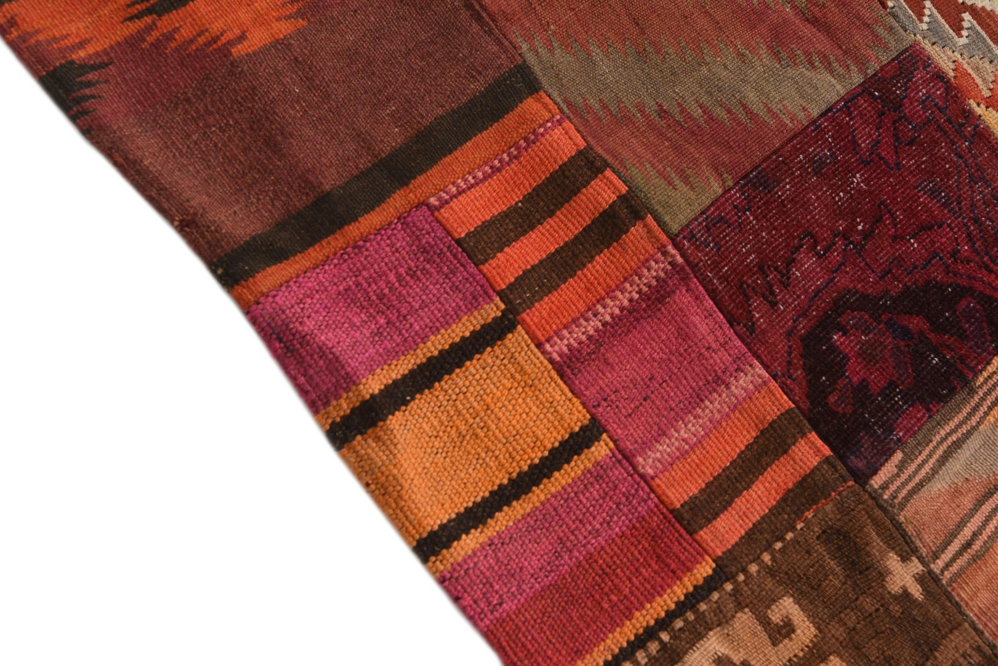 4' 10 x 6' 6 Hand Woven Kilim Patchwork Wool Rug