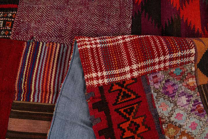 5' x 6' 8 Hand Knotted Kilim Patchwork Wool Rug