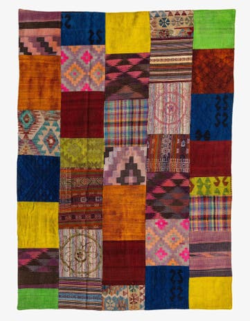 5' 6 x 7' 7 Hand Woven Kilim Patchwork Wool Rug