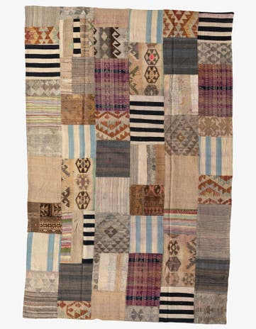 6' 6 x 9' 10 Hand Woven Kilim Patchwork Wool Rug