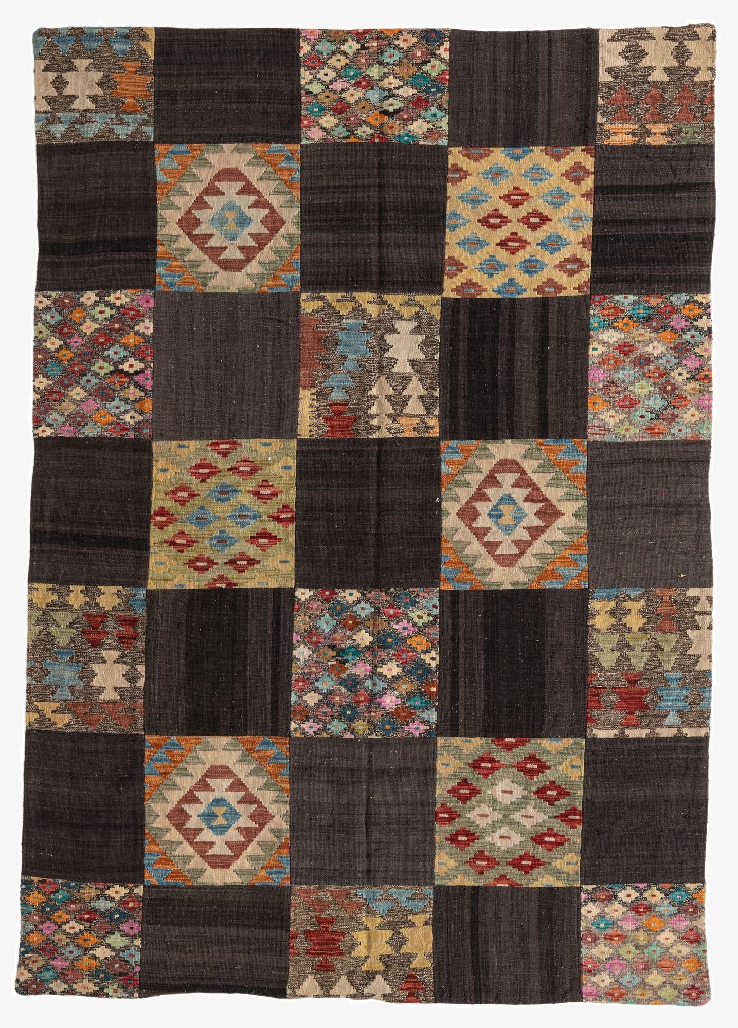 5' 7 x 8'  Hand Woven Kilim Patchwork Wool Rug