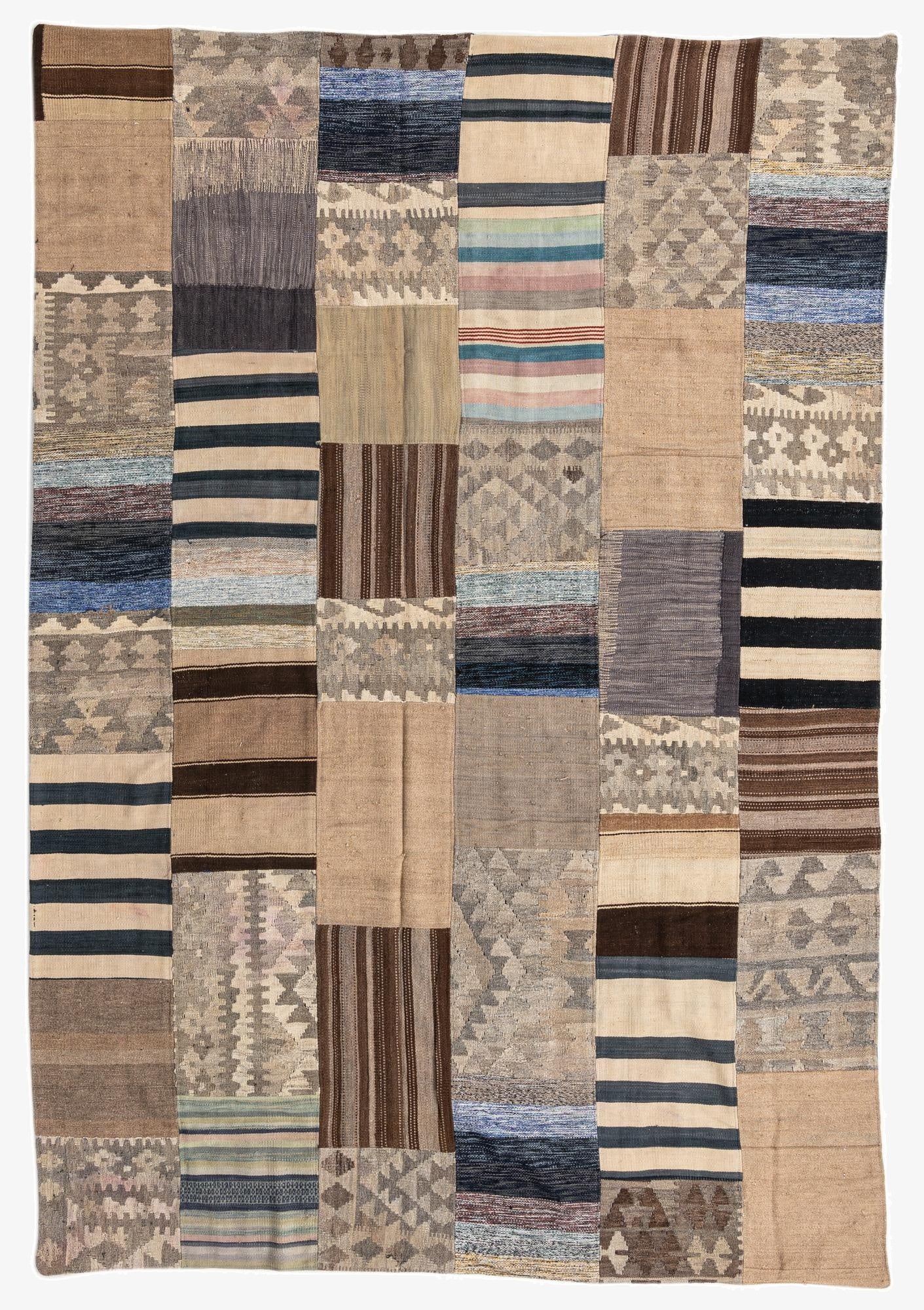 6' 5 x 9' 5  Hand Woven Kilim Patchwork Wool Rug