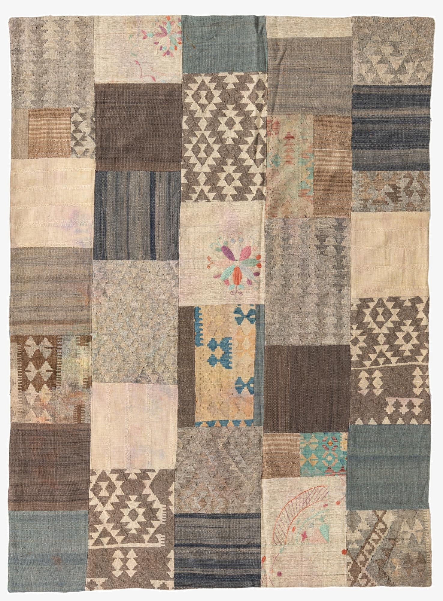 6' x 8' 3  Hand Woven Kilim Patchwork Wool Rug