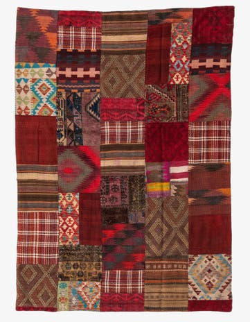 5' 5 x 7' 9 Hand Woven Kilim Patchwork Wool Rug