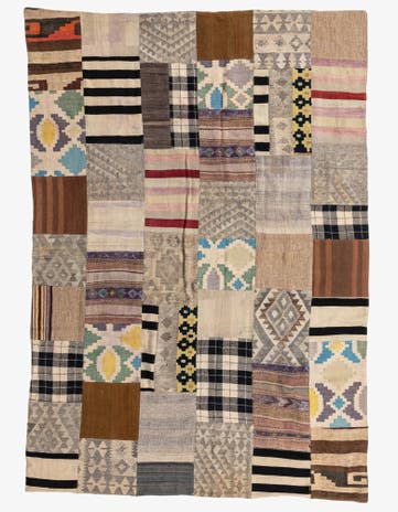 6' 7 x 9' 4 Hand Woven Kilim Patchwork Wool Rug