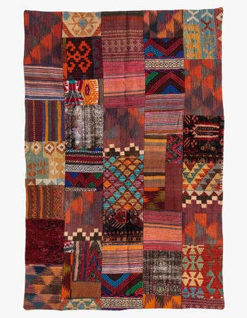 4' x 6' Hand Woven Kilim Patchwork Wool Rug