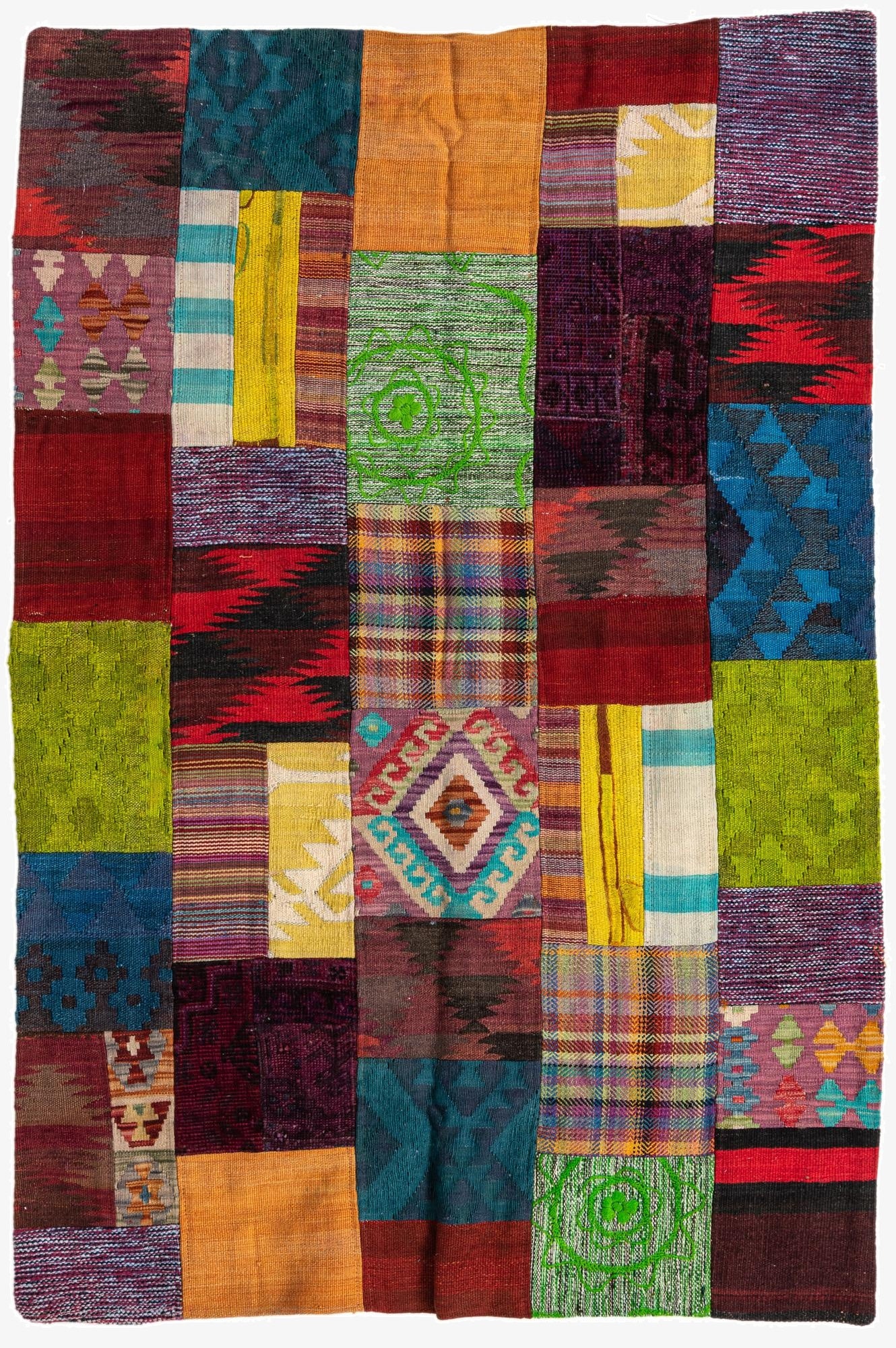 4' x 5' 11  Hand Woven Kilim Patchwork Wool Rug