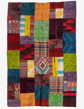 4' x 5' 11 Hand Woven Kilim Patchwork Wool Rug