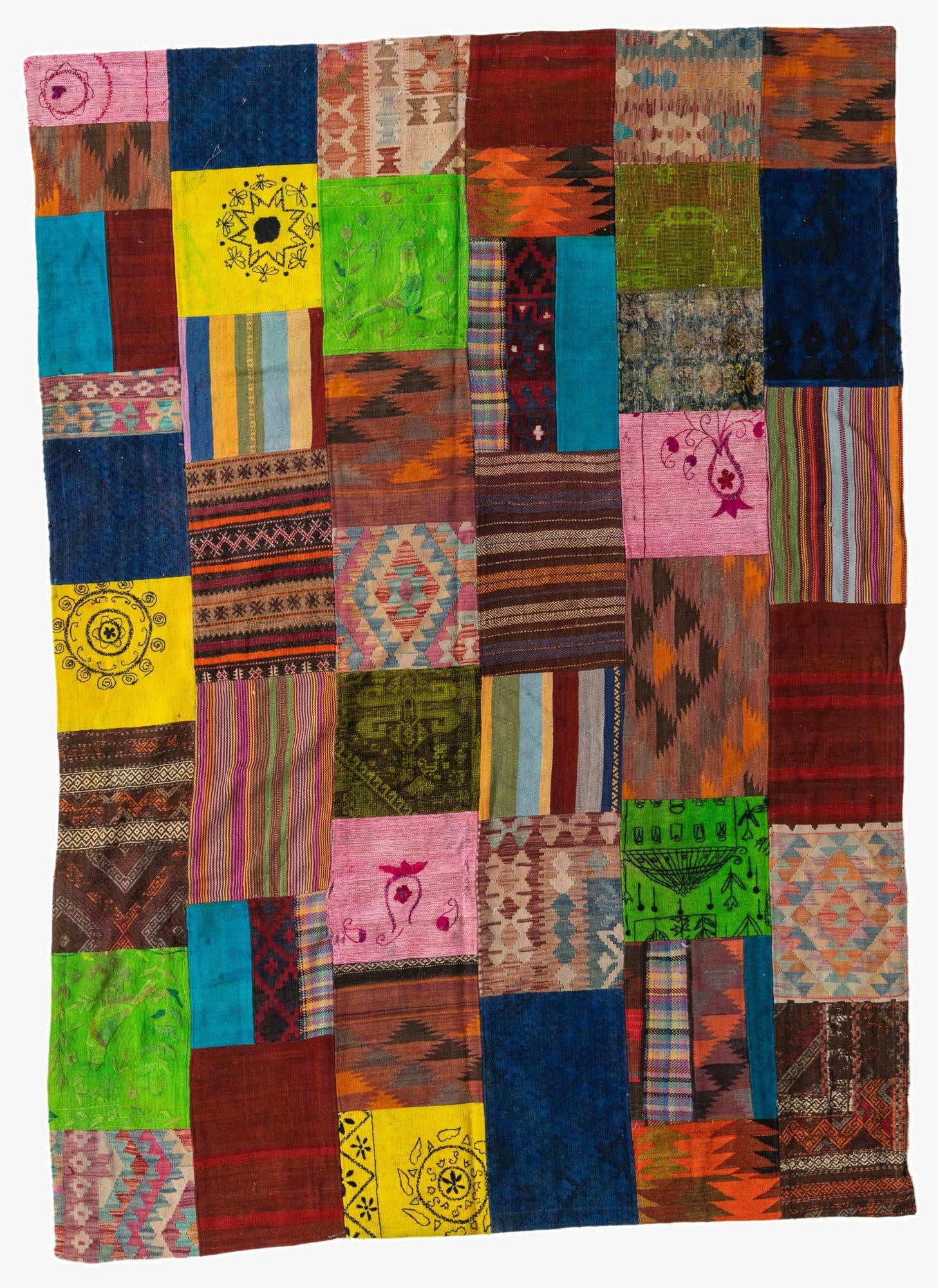 7' x 9' 10  Hand Woven Kilim Patchwork Wool Rug